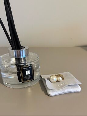 Authentic Dior Gold Ring with Dual White Pearls